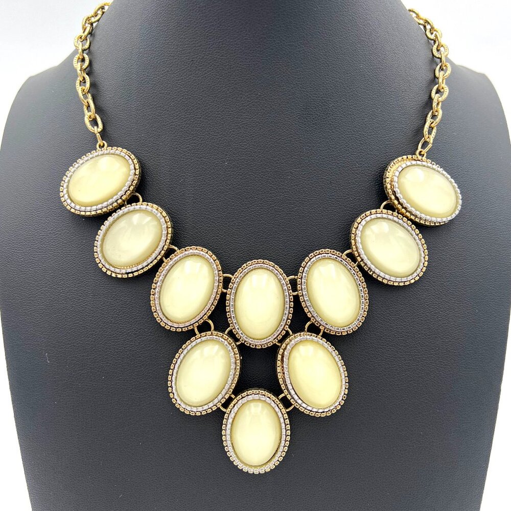 Charming Charlie Goldtone Statement Necklace with Ivory colored Cabochons